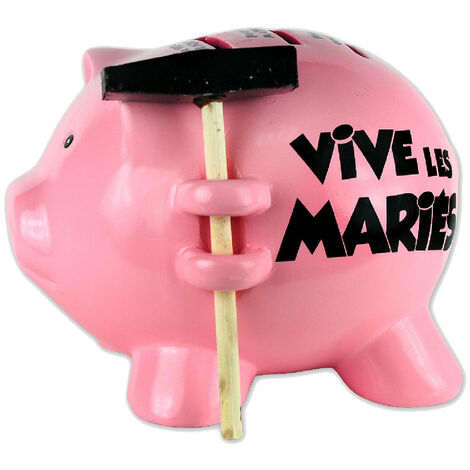 Tirelire cochon avec un petit marteau  vve les mariés