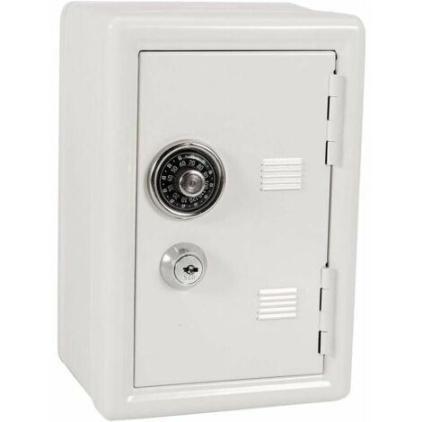 Tirelire Coffre Fort, Tirelire Billet Coffre Fort Secret avec Clef pour Enfants et Adultes, 10 x 12 x 18cm(Blanc)