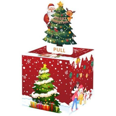 Tirelire de Noël pour Les Cadeaux en Espèces, Carte Boîte à Argent de Noël à Tirer DIY, Amusantes Boîte à Cadeaux Surprise pour l'argent, avec 30 Sachets Transparents Et Un Sticker