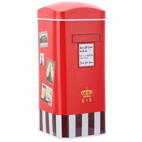 Tirelire décorative - Boîte aux lettres en fer rouge - 7x7x16 cm
