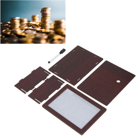 Tirelire Éducative avec Compteur en Bois pour Famille - Boîte de Conservation Monnaie Défi Épargne 5000 Dollars 20cm - Ornement Chambre Brun Foncé
