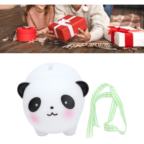 Tirelire Éducative Panda Vinyl Sécurisé Grande Capacité 10cm avec Ruban Soie pour Enfants Garçons et Filles - Cadeau Déco Bureau Idéal