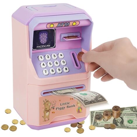 Tirelire électronique code accès - 1 pièce, Coffre-fort billets pièces, Distributeur son, Pour 3-12 ans - /Multicolore