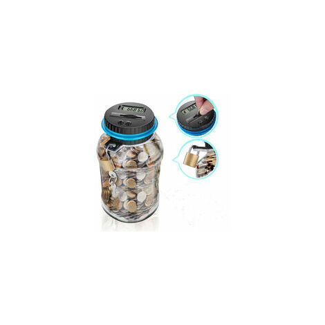 Tirelire Electronique Euros 1.8L Grande Capacité, Tirelire électronique Numérique avec écran LCD, Creative Transparent Automatique Coin Comptant Money Box, Cadeau pour Enfants, Adultes