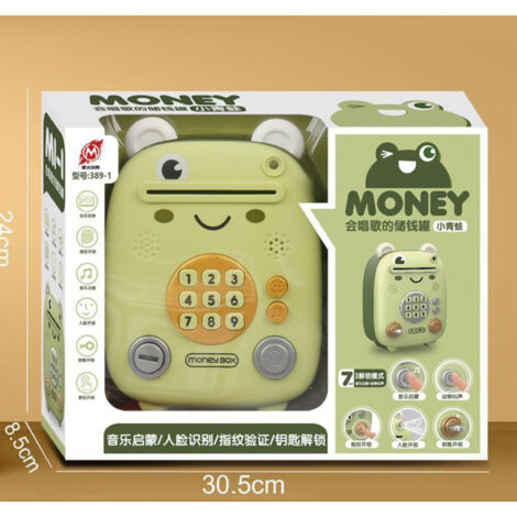 Tirelire Électronique Mini avec Reconnaissance Faciale et Musique Lumière - Boîte de Stockage Argent Enfants Modèle Frog