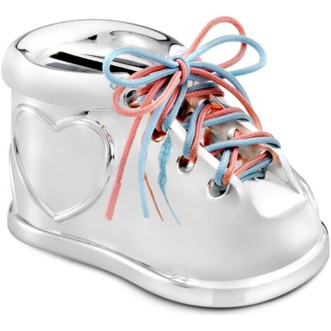 Tirelire en argent pour enfant, élégante comme cadeau, chaussure de baptême Taille: 56x93x51 mm UGS : ZV7275261