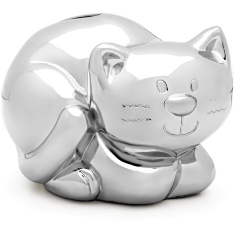 Tirelire en argent pour enfants, élégante, cadeau chaton  Taille: 93x75x81 mm  UGS : ZV6006060
