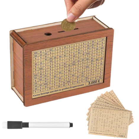 tirelire en bois, boîte de rangement pour pièces de monnaie