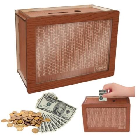 Tirelire en Bois - Compteur - Vintage - Rectangulaire - Mixte
