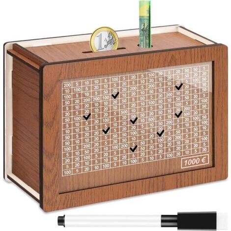 Tirelire en Bois Réutilisable, Tirelire Japonaise avec Compteur, Money Box Boite Economie Argent pour Enfant Adulte (1000€)