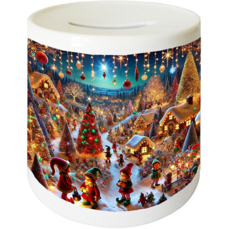 Tirelire en céramique lutins de Noël
