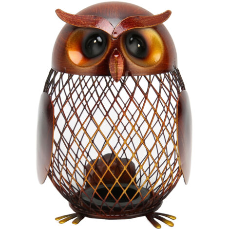 Tirelire Hibou en Métal - Boîte à Pièces Décorative Artisanale pour Salon ou Bureau