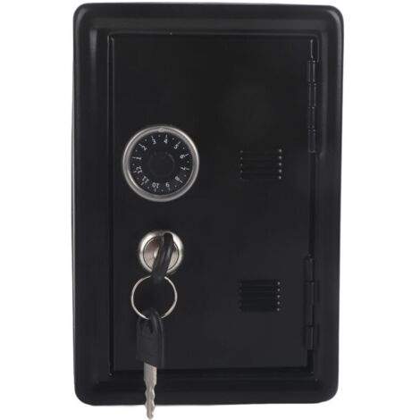 Tirelire jouet d'apprentissage pour enfants, mot de passe, pièces de monnaie, économie de pièces de monnaie, cadeau de Style sûr avec 2 clés (noir)