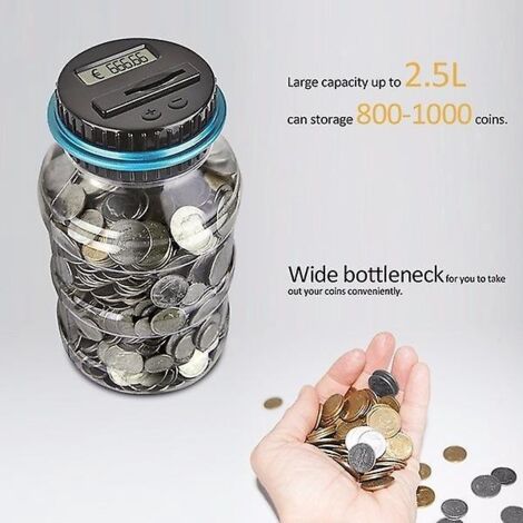 tirelire Lectronique, 1 Pice Tirelire Numrique Compteuse D'euros, Tirelire Automatique Pour Enfants Et Adultes, Tirelire 1,8l Avec Cran Lcd, Tirel