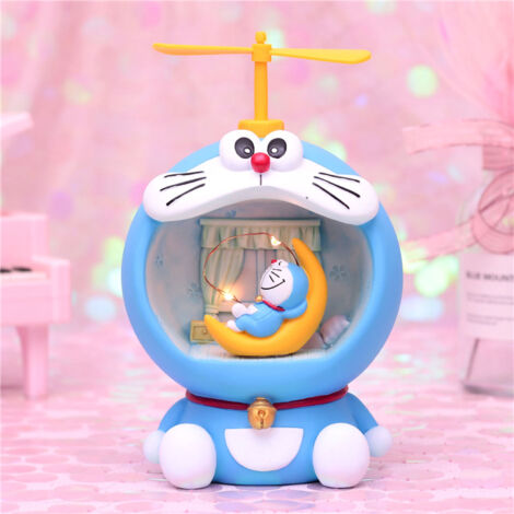 Tirelire Lumineuse Enfant en Forme Mignonne, Boîte à Argent Lampe avec Bouton Doux Plastique Bleu Lune Cadeau