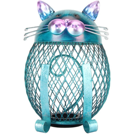 Tirelire Métal Chat Artisanale Visible avec Couvercle pour Salon Chambre Adulte