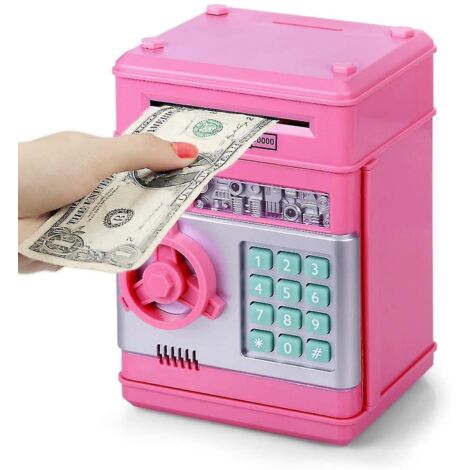 Tirelire pour filles, coffre-fort rose pour enfants