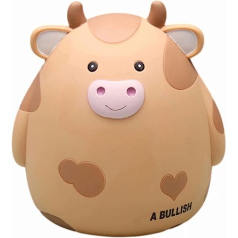 Tirelire Vache pour Enfants, Animalière Incassable, Créative pour Garçons Filles Adultes - Cadeau d'Anniversaire, de Naissance, de Noël 19.5 x 20.5cm (Jaune)