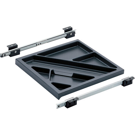 Tirette-plumier - Capacité de charge : 2 kg - Décor : Noir - Hauteur : 31,4 mm - Largeur : 380 mm - Matériau : Plastique / Acier - Profondeur : 372 mm - Sortie : 3/4 - HETTICH