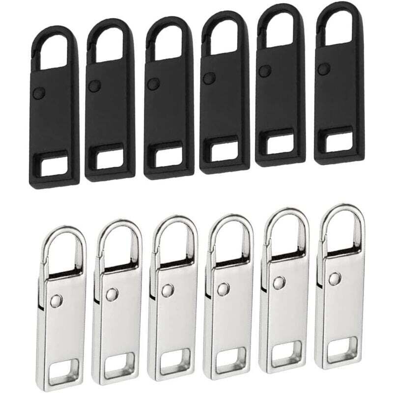 Tirettes de Réparation Fermeture Eclair, 12 Pcs Métal Zipper Pull, Métal Zipper Pull amovible, Tirette Fermeture Eclair Remplacement, Pour Porte