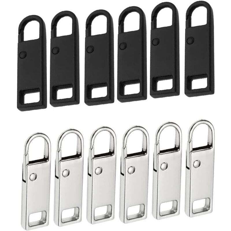 Tirettes de Réparation Fermeture Eclair, XU, 12 Pcs Métal Zipper Pull, Métal Zipper Pull amovible, Tirette Fermeture Eclair Remplacement, Destiné à