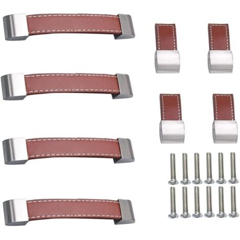 Tirettes en cuir 8 pièces tirettes de tiroir meuble tirettes de porte meuble en cuir tirettes de cuisine boutons avec vis tirettes en cuir pour armoires et portes de salle de bain