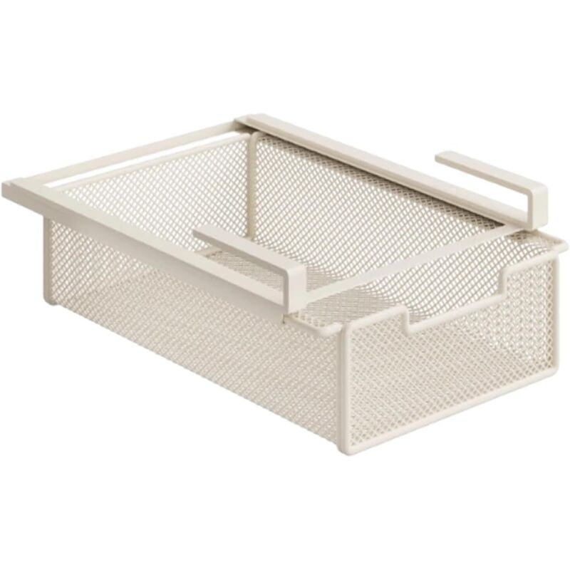 Tiroir à Panier sous Étagère, Panier de Rangement Métallique, Organisateur de Placard avec Tiroir Coulissant, Corbeille Se Fixe aux Étagères de Robe,