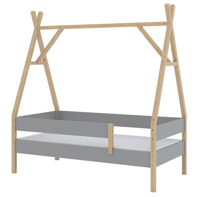 Lit enfant Bali, Gris, 80x160 cm avec matelas Vitalispa