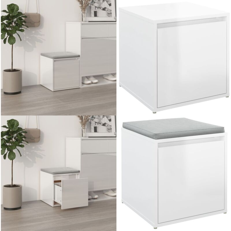 Vidaxl - Tiroir boîte Blanc brillant 40,5x40x40 cm Bois d'ingénierie - tiroir à boîte - tiroirs à boîte - Home & Living - Blanc