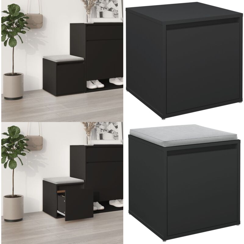 Vidaxl - Tiroir boîte noir 40,5x40x40 cm bois d'ingénierie - tiroir à boîte - tiroirs à boîte - Home & Living - Noir