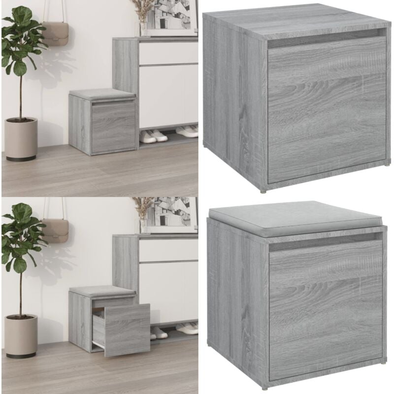 Vidaxl - Tiroir boîte Sonoma gris 40,5x40x40 cm Bois d'ingénierie - tiroir à boîte - tiroirs à boîte - Home & Living - Gris