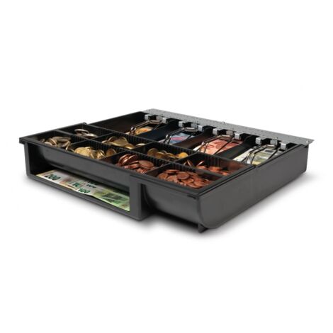 Tiroir-caisse Coffret à monnaie 8 compartiments pour pièces – 4 compartiments pour billets – Dimensions 358x328x64mm – Poids 1,2kg – Safescan - sd-4141t1