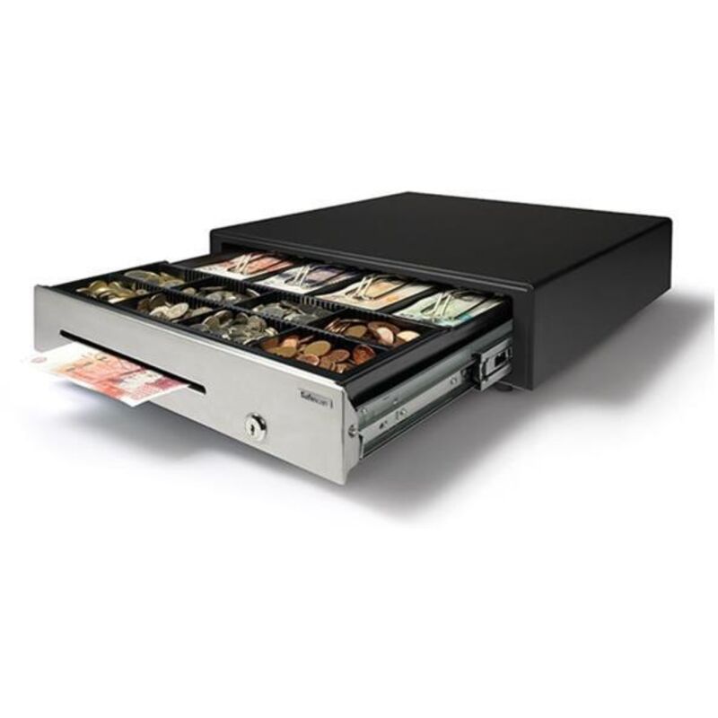 Safescan - HD-4141S Tiroir-caisse robuste - Tiroir-caisse avec 4 compartiments à billets et 8 compartiments à pièces - Tiroir-caisse avec connexion