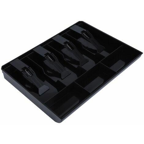 Tiroir-caisse Registre Insert Plateau Remplacement 4 Billets 3 Pièces Argent Bote De Rangement (Noir)