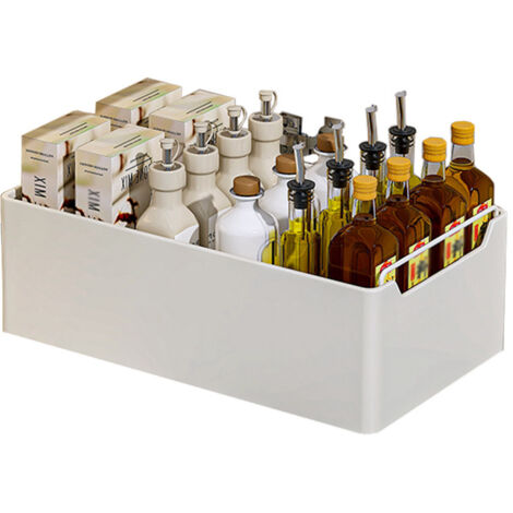 Tiroir Coulissant - 30 x 43 x 14 cm - Acier au Carbone - Organisateur de Cuisine - Rétractable -Blanc
