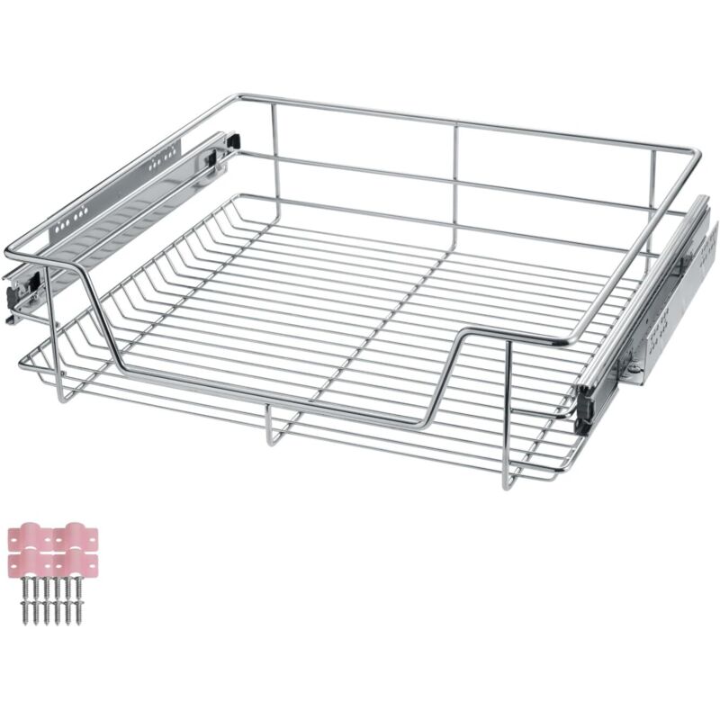 Tiroir coulissant Cuisine, 60 cm, Organisateur placard, Tiroir/Panier télescopique en acier, Rangement Cuisine, Dressing, Chambre, Garde manger,