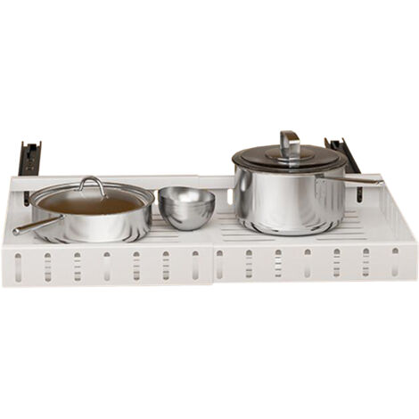 2 Tiroirs Coulissants Extensibles 32-51 Cm – Organisateur Placard Cuisine Sans Perçage, Charge 30 Kg, Installation Facile