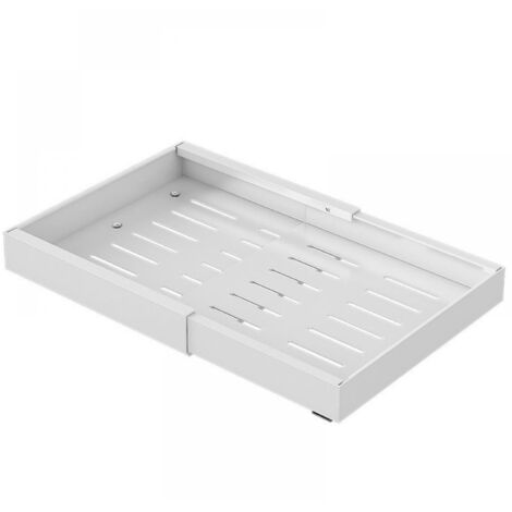 Tiroir coulissant, tiroir rétractable, tiroir coulissant cuisine,plateau coulissant placard cuisine,organisateur de cuisine, extensible de 32 à 52 cm, aucun perçage requis (blanc)