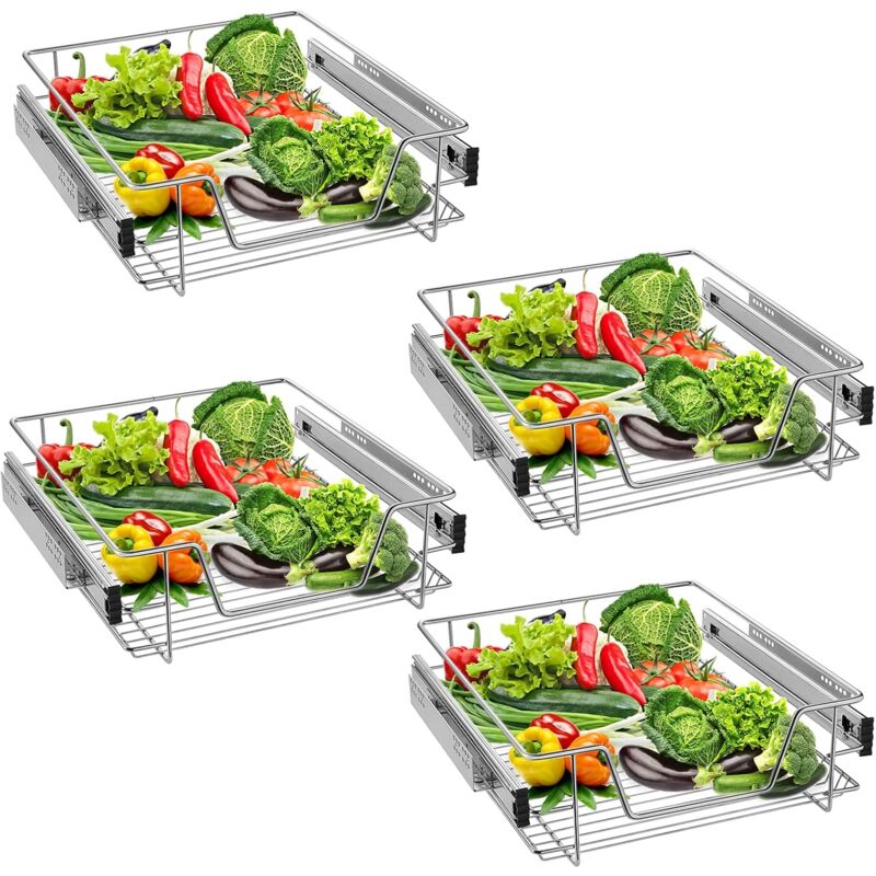 Tiroir de cuisine 4 Pièces 50 cm Tiroir télescopique en Métal Tiroir coulissant d'armoire de Cuisine Charge max 20KG Naizy