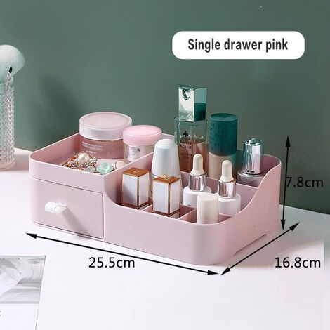 Tiroir de grande capacité pour rangement de maquillage et cosmétique, organisateur due produits étui de beauté, soins de la peau, et rouge à lèvres, pour salle de bain,A-Single-Pink-S