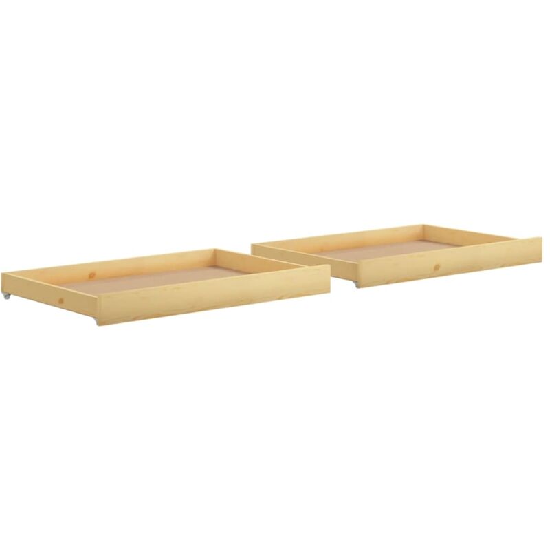Tiroir de lit rangement avec roulettes lot de 2 bois de pin TDL0206835