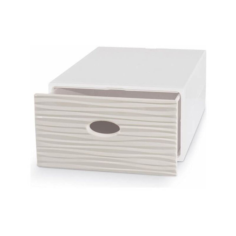 Tiroir de rangement polyvalent 28x40x15 H qbox vague sable Domopak