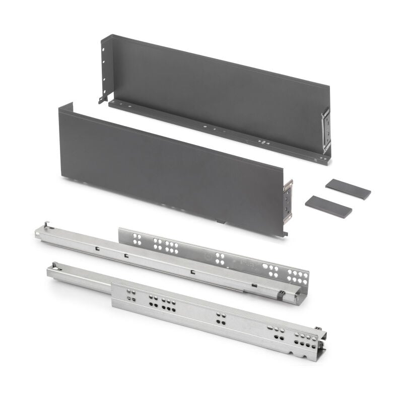 Emuca 3274535 Tiroir extérieur Simplex 25kg hauteur 159mm, profondeur 490mm, acier, Gris antracite