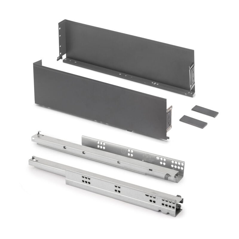 Emuca - 3274435 Tiroir extérieur Simplex 25kg hauteur 159mm, profondeur 440mm, acier, Gris antracite