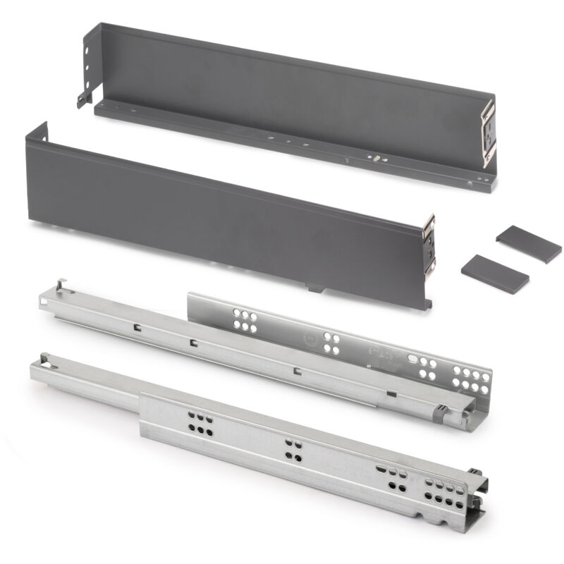 Emuca - Tiroir extérieur Simplex 25kg hauteur 88mm, profondeur 440mm, acier, Gris antracite