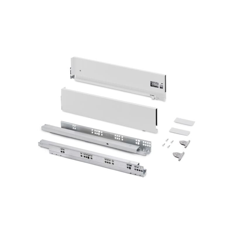 Emuca - Tiroir extérieur Vertex avec réglages 3D hauteur 131mm, 60kg, profondeur 500mm, acier, Peint en blanc - talla