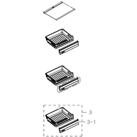 Tiroir inférieur repère 3 d'origine (DA97-11398B) Réfrigérateur, congélateur SAMSUNG