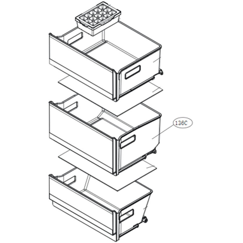 LG - Tiroir intermédiaire (partie réfrigérateur) Repère 136c