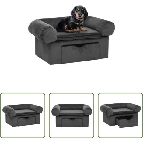 Tiroir pour chien -  Canapé pour chien avec tiroir Gris foncé 75x50x38 cm Peluche