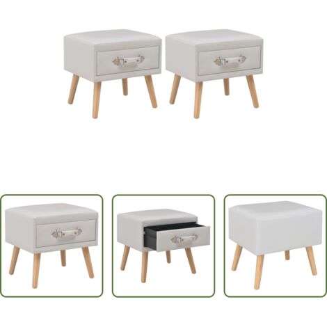 Tiroir -  Tables de chevet 2 pcs Blanc 40x35x40 cm Similicuir